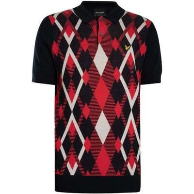 Polo Shirt Korte Mouw Lyle &amp; Scott Katoenen poloshirt met argyle-patroon, gebreid