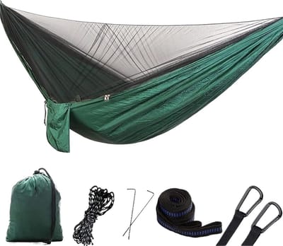 Buiten Hangmat - Kampeerhangmat Dubbel - Ontspannen Buiten - Met Klamboe - 290x140 Cm - One Color