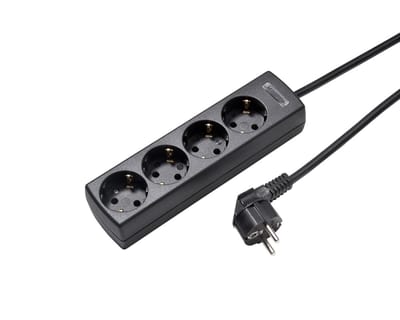 Martin Kaiser 4-Weg contactdoos met aardingscontact en 3m kabel (Europese Stekkerdoos) - 1048ZL3-15W/sw [10 stuks]
