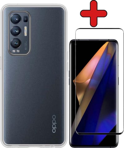 Hoesje - Met Screenprotector - Geschikt voor OPPO Find X3 Neo 5G - Sterk & Shockproof - Telefoon Hoes - Back Cover - Siliconen Case - Telefoonhoes - Transparant