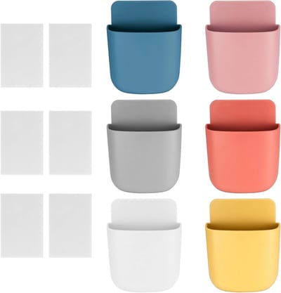Set van 6 Wandhouders voor Afstandsbedieningen - Hangende Organizer voor Thuis en Kantoor, Ideaal voor Mobiele Telefoons, Opladers en Tandborstels