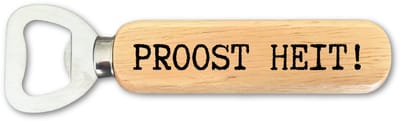 Houten Bieropener "Proost Heit!" - Duurzaam Cadeau voor Vaderdag - JMWOODS - Handvat - Gepersonaliseerd- Uniek Kado voor Vader