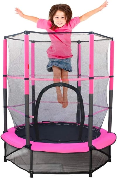 Kinder trampoline - Springkussen - Binnen en buiten - Veiligheidsnet inclusief - 140 cm - Roze