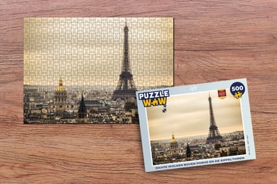 Puzzel Dichte wolken boven Parijs en de Eiffeltoren - Legpuzzel - Puzzel 500 stukjes