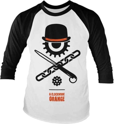 A Clockwork Orange Raglan top -S- Bowler Eye Wit/Zwart