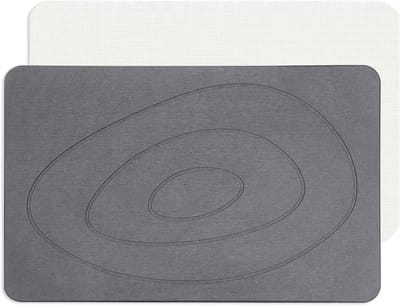 Diatomiet Badmat - Sneldrogende en Waterabsorberende Steenmat voor Badkamer en Keuken, Makkelijk Schoon te Maken (60x38cm, Ovaal Grijs)