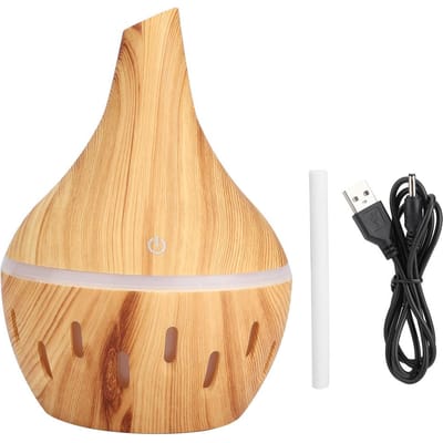 300ml USB Mini Luchtbevochtiger Aroma Essentiële Olie Diffuser met 7 Wisselende Ledlampjes voor Slaapkamer beige