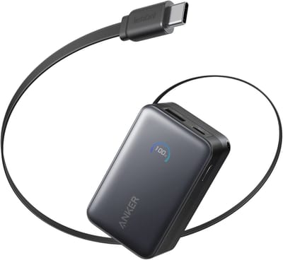 Anker Nano Powerbank - 10.000 mAh - 45 Watt - Met 70cm Anker InstaCord intrekbare kabel