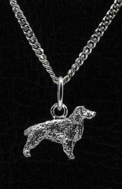 Zilveren Engelse cocker spaniel ketting hanger - klein