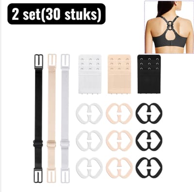 2 set(30 stuks) - BH Verlengstuk Set - 3-rij Elastische Sluitingen met Anti-Glip Strips - Verlengende BH Sluitingen voor Meer Comfort