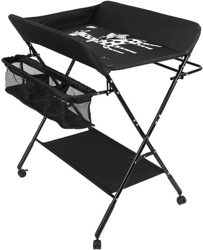 Opvouwbare Luiertafel - Babyverzorging Tafel - Luier Verschonen - In hoogte verstelbaar - 80 x 66 x 98 cm - Zwart