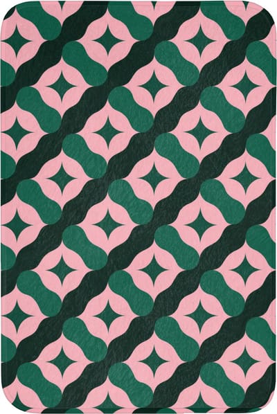 Badmat 60x90 cm - Antislip - Groen - Roze - Retro - Sterren - Badmatten voor badkamer - Badkamermat - Douchemat - Badkamer mat
