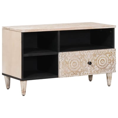 vidaXL - TV - Kast - Wit - 80 - x - 33,5 - x - 46 - cm - Massief - Mango - Hout