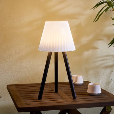Lindby - Terraslampen- met dimmer - 1licht - Plastic, metaal - H: 40 cm - wit, zwart - Inclusief lichtbron