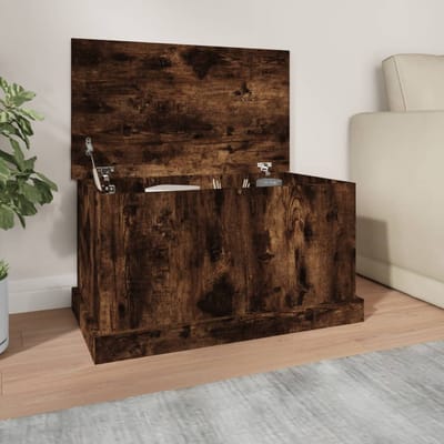 vidaXL - Opbergbox - 70x40x38 - cm - bewerkt - hout - gerookt - eikenkleurig