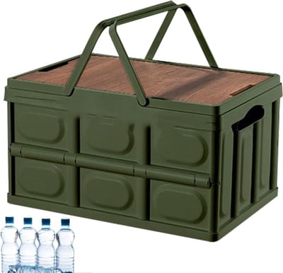 Opvouwbare Opbergdoos - Opbergkrat Handvatten - Ruimte Besparen - Eenvoudig Opvouwbaar - 30 Liter Capaciteit - Groen