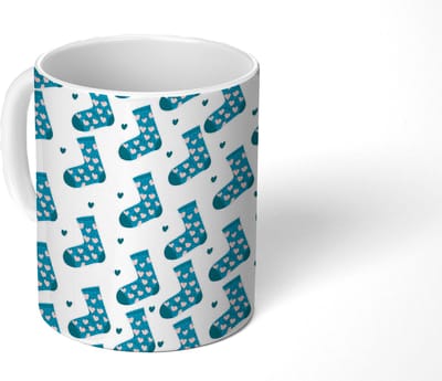 Mok - Koffiemok - Sokken - Patronen - Hartjes - Mokken - 350 ML - Beker - Koffiemokken - Theemok