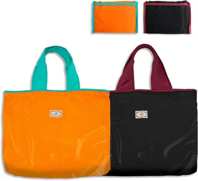 Vouwbare boodschappentas set van 2 - Herbruikbare, wasbare en draagbare tas voor dagelijks gebruik, winkelen en reizen