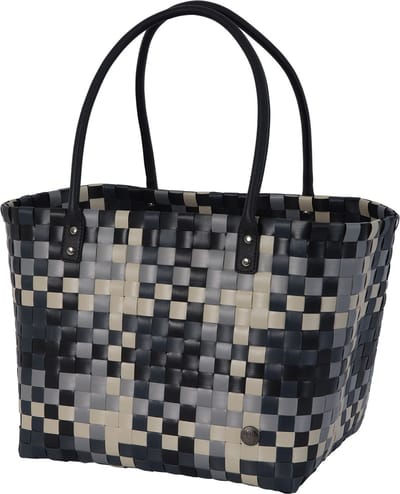 Handed By - Shopper - Weekendtas - Strandtas - Sporttas - Duurzame handgevlochten boodschappentas - Mingle - zwart mix - black