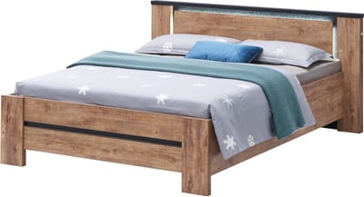 Belfurn - Elsa - tweepersoonsbed 180x200cm decor mango hout en led verlichting