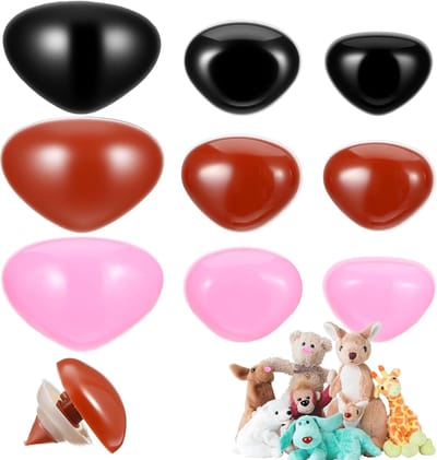 SnelShoppen - Set van 90 Veiligheidsneusjes voor Gehaakte Dieren, 3 Maten (11x14mm, 12x15mm, 15x20mm), 3 Kleuren (Zwart, Roze, Bruin), Perfect voor DI