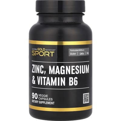 California Gold Nutrition, Sport, Zink, Magnesium, Vitamine B6, 90 Veggie Capsules