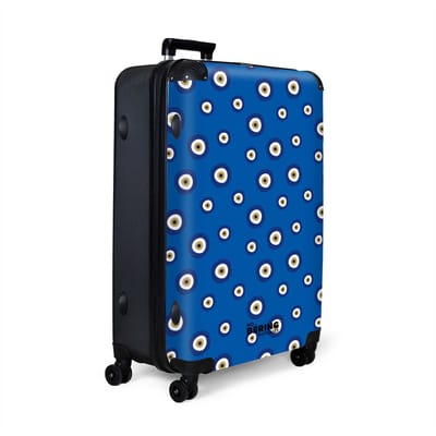 NoBoringSuitcases.com® - Koffer groot - Reiskoffer lichtgewicht - Blauwe Griekse ogen - Rolkoffer met 4 wielen - Grote trolley XL - 98 liter bagage