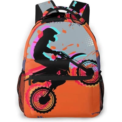 Rugzakken Schooltas Voor Motocross Rijder Crossmotor Met Abstracte Achtergrond Tieners Schooltas Student Boekentassen gray