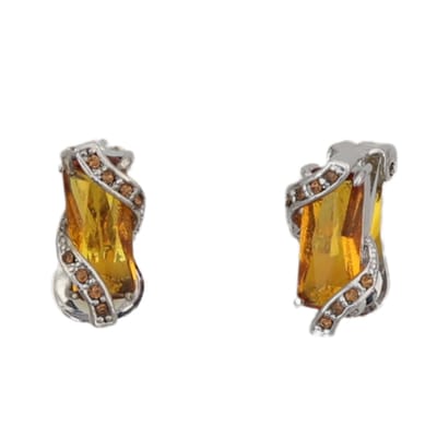 Behave - Clip oorbellen vintage stijl 2 cm - Bruin zilverkleurig