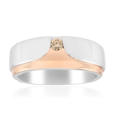 Cavill - Zilveren ring 925 met I1 Argyle Rose de France diamant 0,06 ct - Ronde briljant - Roségoud accenten - Luxe ring dames