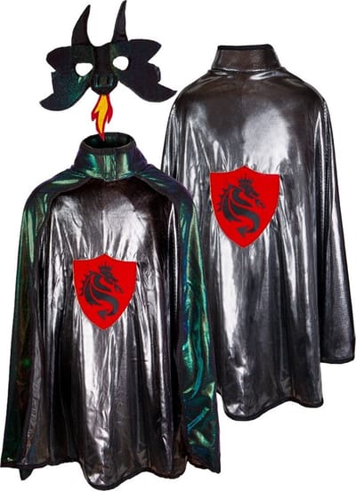 Great Pretenders Verkleedkledij Drakenridder cape met masker - 5/6 jaar - Multi - Maat 5-6 jaar