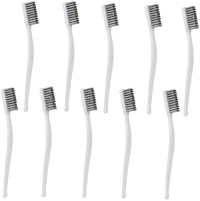 Dailygoods- Staalborstels Set van 10 - Draadborstels 18,3 cm - Roestvrij Staal - Kunststof Handvat - Voor Reinigen en Roestverwijdering