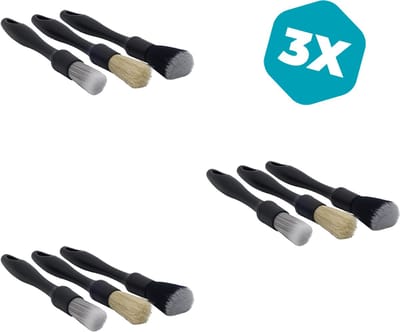 3 × Detailing kwasten (set van 3) - Car Detailing - Auto Onderhoud - Autointerieur Onderhoud