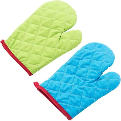 Ovenwanten van hittebestendig katoen (set van 2 stuks) - gewatteerd en veilig - voor koken, koken en bakken, hanteren van hete potten en pannen