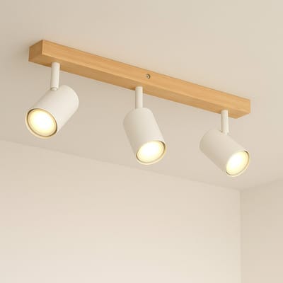 NETTLIFE - Opbouwspots - plafondspot met 3 lichtpunten - GU10 fitting - Wit - Metaal Plafondlamp - Draaibaar 350° - kantelbaar - Opbouwspot - hout - voor Woonkamer丨Slaapkamer丨Keuken-excl. lichtbron