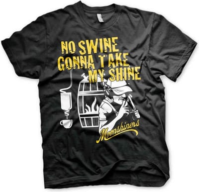 Moonshiners Heren Tshirt -S- No Swine Gonna Take My Shine Zwart