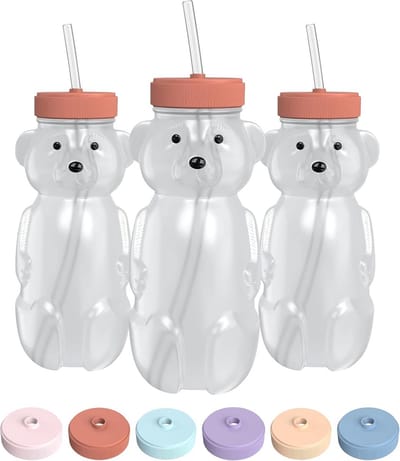 Rietbeker voor baby's met honingbeer-design - Set van 3
