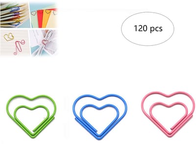 120-stuks Paperclips - Hartvormige paperclips - Metalen paperclips - Leuke en schattige paperclip-bladwijzers - Organiseren - Geschikt voor uitnodigingen, notitieboekjes, documenten, bladwijzers voor werk, enz. - Roze, blauw, groen