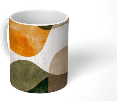 Mok - Koffiemok - Vormen - Okergeel - Abstract - Mokken - 350 ML - Beker - Koffiemokken - Theemok