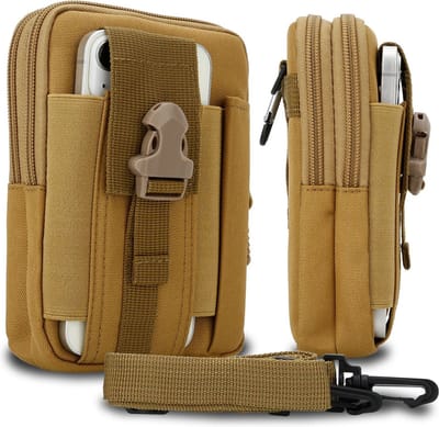 Hoesje geschikt voor Alcatel 5 in roze camouflage tactische mobiele telefoon molle EDC etui compatibel schoudertache militaire riem case cover
