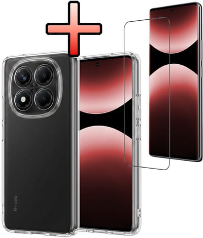 Hoesje - Met Screenprotector - Geschikt voor Xiaomi Redmi Note 14 Pro - Sterk & Shockproof - Back Cover - Siliconen Case - Telefoon Hoes - Transparant