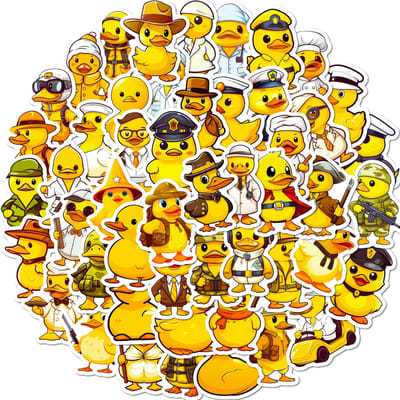 50 Pièces Autocollants Canard, Mignon Canard Jaune pour Bouteilles d'eau téléphone yellow