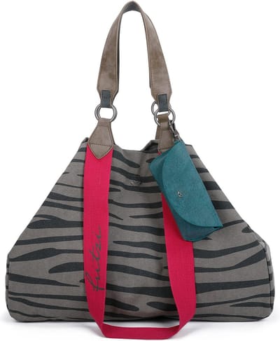 Fritzi aus Preußen Schoudertas Handtas Canvas Izzy Bag Zebra Wild Kaki