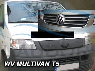Wintercover grillbeschermer tbv vw transporter caravelle T5 MULTIVAN model NA 2010 met 3 grill ribben donker kleur pasvorm