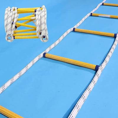 Touwladder Noodgeval - Veiligheidsladder Vluchtladder - Brandveiligheid Thuis - Met 2 Haken - 3 Meter Lengte - Wit