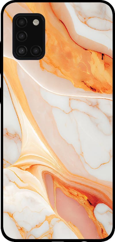 Smartphonica Telefoonhoesje voor Samsung Galaxy A31 met marmer opdruk - TPU backcover case marble design - Oranje geschikt voor Samsung Galaxy A31