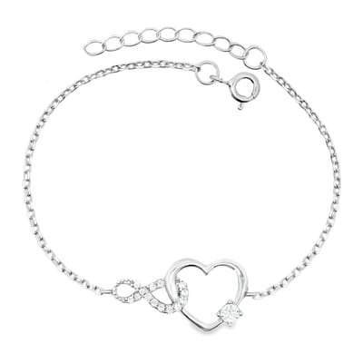 Juwelier Zwartevalk zilveren (gerhodineerd) armband met hart en infinity - 23.400