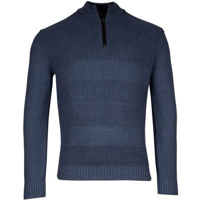 Baileys Trui Half Zip Multi Structure Knit Deep Denim Blue / male