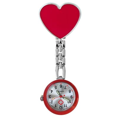 Fako® - Verpleegstershorloge - Zusterhorloge - Verpleegster Horloge - Hart - Rood