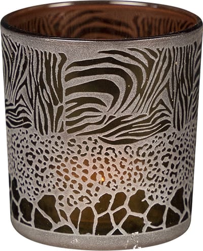 Theelichthouder safari mix bruin small 8cm*